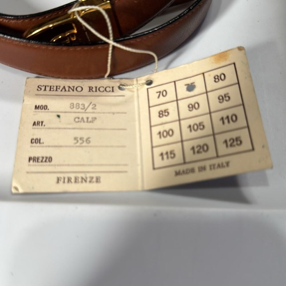 NWT Vintage Stefano Ricci Brown Colored Gold Colored Buckle Belt - Picture 4 of 5